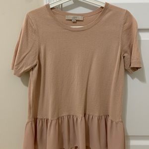 Loft Light Pink Peplum Sweater